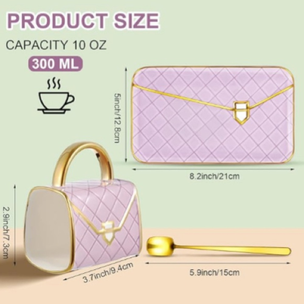 Quilted Lilac Coffee Mug / Plate & Spoon - Picture 6 of 6
